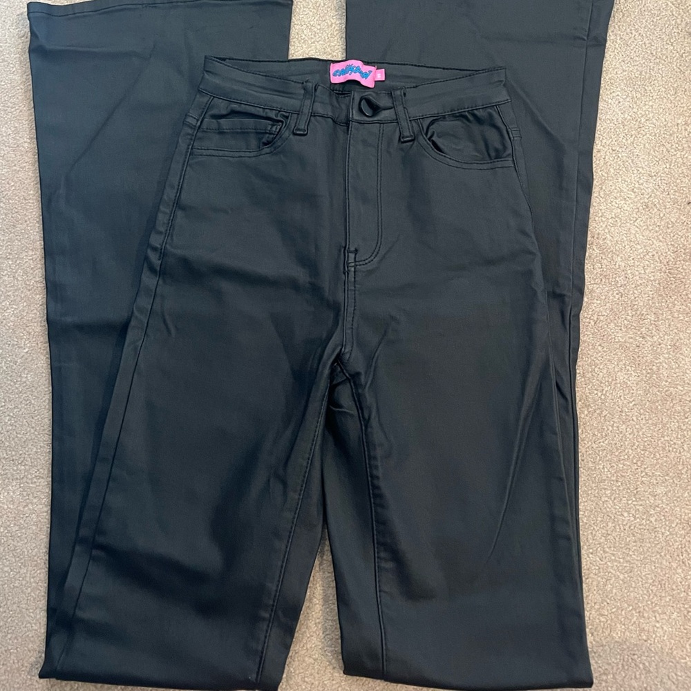 Edikted Black Faux Leather Pants
